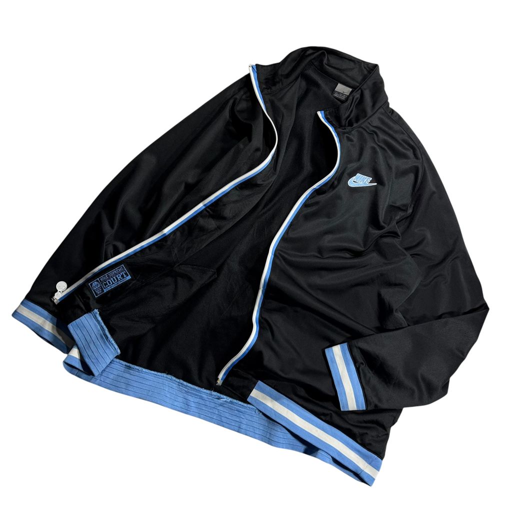 【USED】00s NIKE SUPREME COURT Track Jacket Black x Light Blue XL / ナイキ シュプリームコート トラックジャケット ジャージ 刺繍ロゴ 00年代