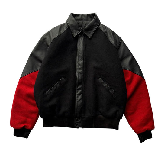 【USED】Carroll Original Wear Melton  Lether Sleeve Virsity Jacket "Made in USA"