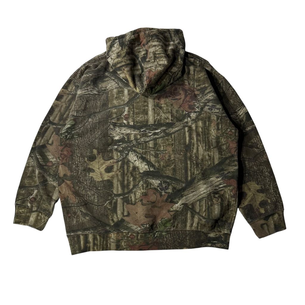 【USED】YUKON GEAR Mossy Oak Real Tree Camo Sweat Hoodie XL / ユーコンギア モッシーオーク リアルツリーカモ 迷彩 スウェット パーカー プルオーバー パキスタン製 メンズ ユニセックス 古着