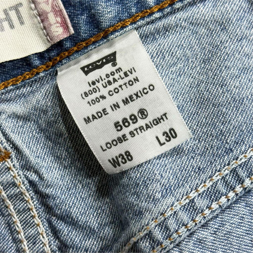 【USED】Levi's 569 Loose Straight Denim Pants Blue 38 x 30 / リーバイス ルーズ ストレート デニム パンツ ブルー ウォッシュデニム 太め バギー 古着