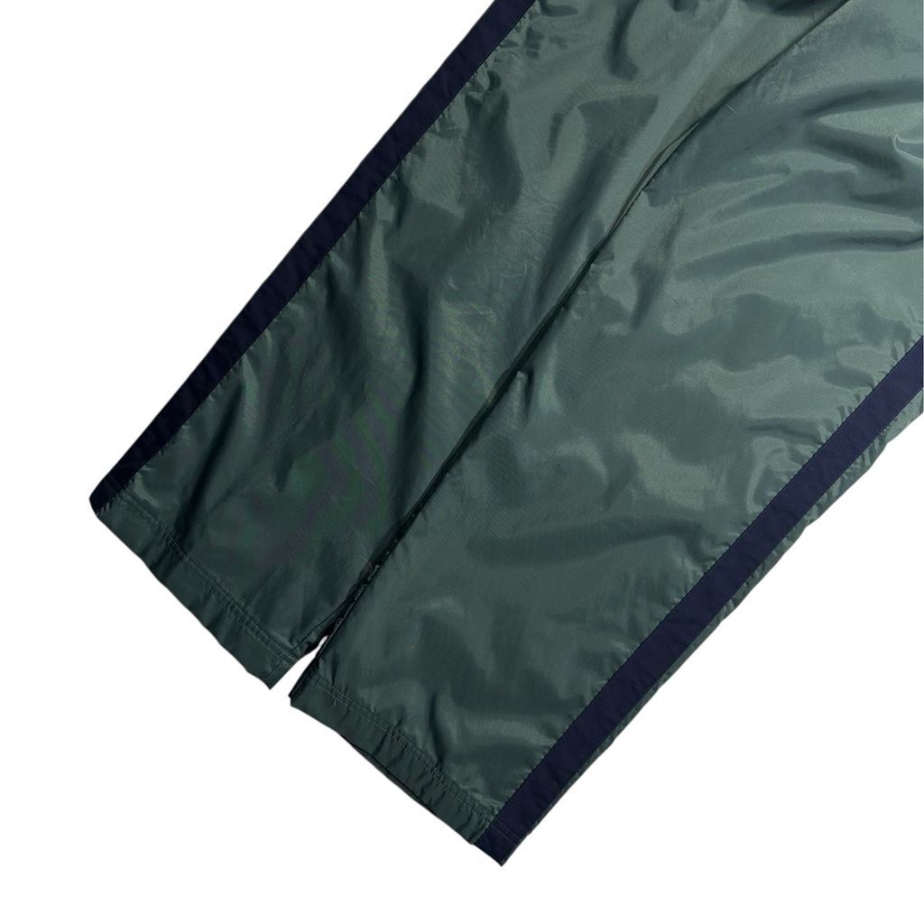【USED】00s Nike Nylon Tech Pants Green x Navy M / ナイキ ナイロン テック パンツ グリーン ネイビー サイドライン ロゴ刺繍 スポーツ
