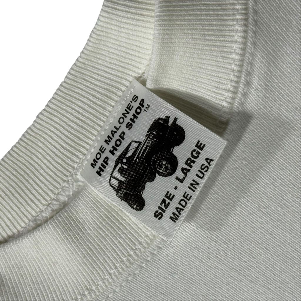 【USED】90s USA製 MOE MALONE'S HIP HOP SHOP Sweat White L / モーリスマローン ヒップホップショップ スウェット トレーナー ホワイト USA製 90年代 ヴィンテージ 古着