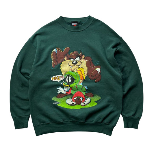 【USED】1993 USA製 LOONEY TUNES Marvin the Martian Taz Sweat Green XL / ルーニーテューンズ マービンザマーシャン タズ クルーネック スウェット グリーン USA製 SIGNAL 90年代 古着