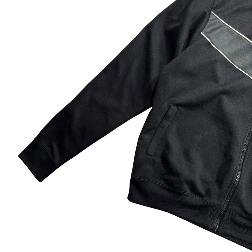 【USED】00s NIKE Track Jacket Black x Gray M / ナイキ トラックジャケット ジャージ 刺繍ロゴ 切替 スタンドカラー 黒 灰色 00年代