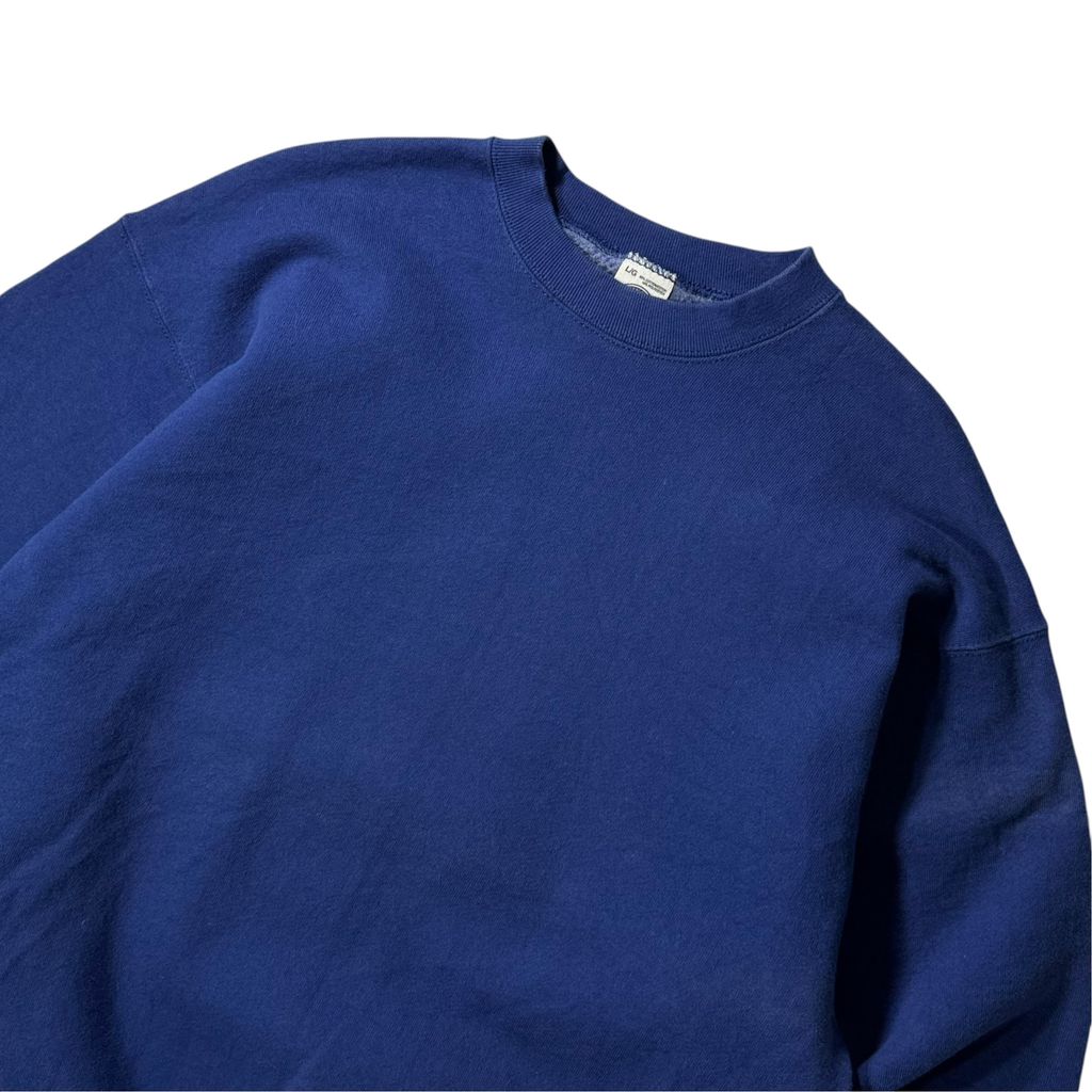 【USED】MUNSINGWEAR SUPER COTTON Plain Sweat Navy L 90s USA製 / マンシングウェア スーパーコットン 無地 クルーネック スウェット ネイビー 紺 USA製 Lサイズ 古着