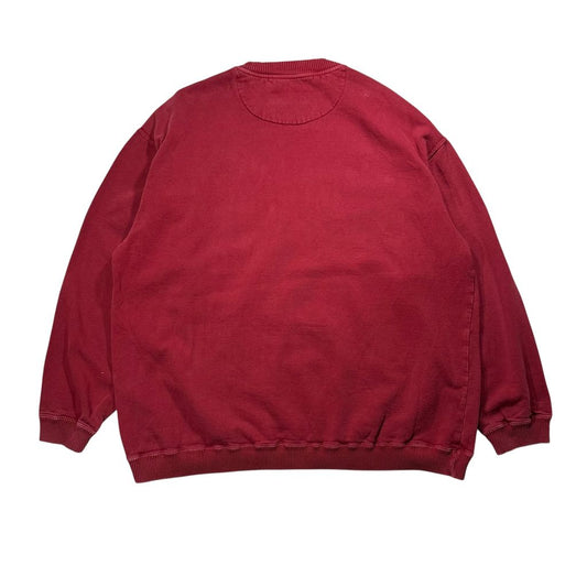 【USED】90s EBTEK Eddie Bauer Center Logo Sweat Wine L MADE IN CANADA / エディーバウアー エビテック センターロゴ 刺繍 クルーネック スウェット トレーナー エンジ バーガンディ カナダ製