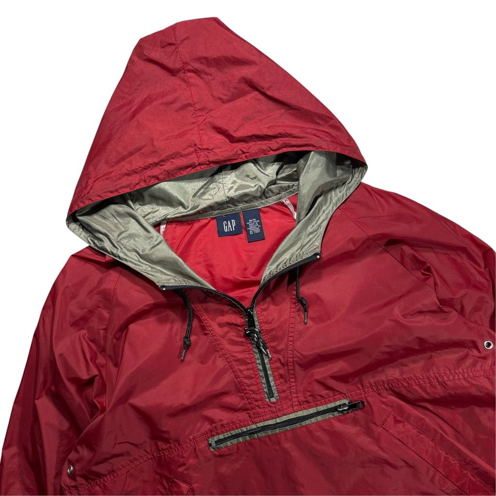 【USED】00s GAP Hooded Nylon Pullover Jacket Red M / ギャップ フーデッド ナイロン プルオーバー ジャケット アノラックパーカー 赤 00年代