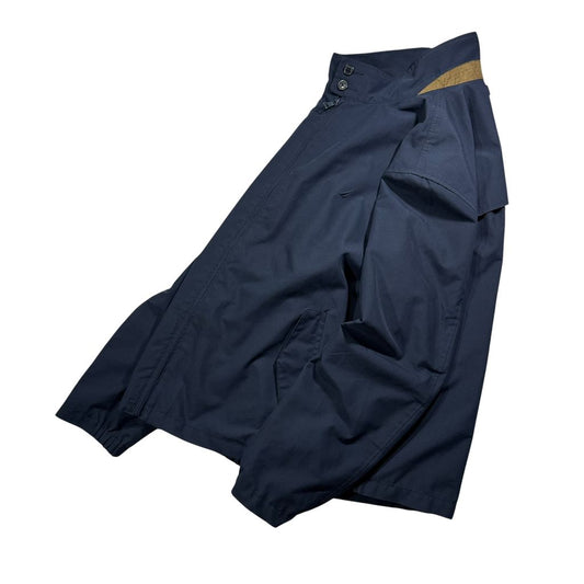 【USED】NAUTICA Swing Top Jacket Navy XL / ノーティカ スウィングトップ ジップアップブルゾン ジャケット 立ち襟 コーデュロイ切り替え 紺 ビッグサイズ 古着 USED