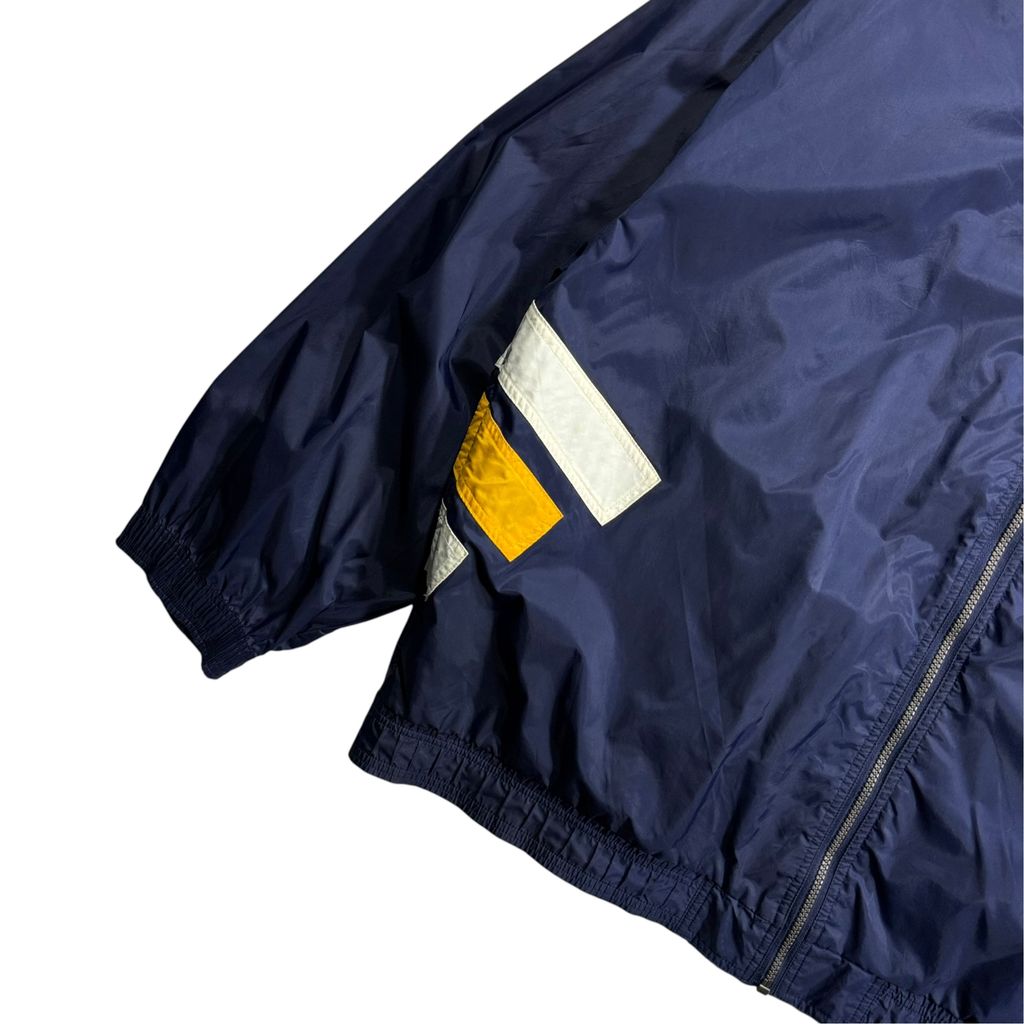 【USED】90s adidas Performance Logo Hooded Nylon Jacket Navy x Yellow x White XXL / アディダス パフォーマンスロゴ フーデッド ナイロンジャケット 切替 90年代