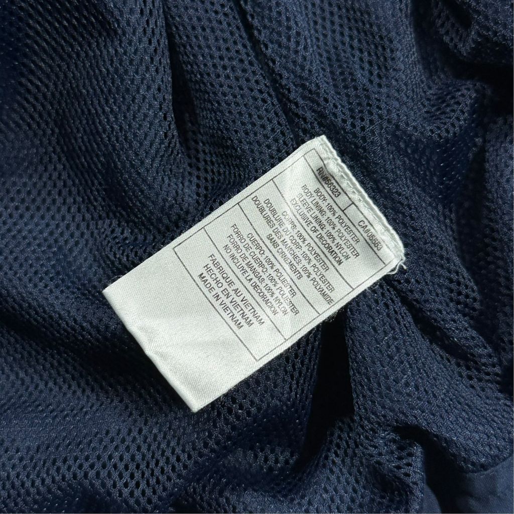 【USED】00s NIKE Nylon Track Jacket Navy x White XL / ナイキ ナイロンジャケット トラックジャケット サイドライン 刺繍ロゴ 紺 白 00年代