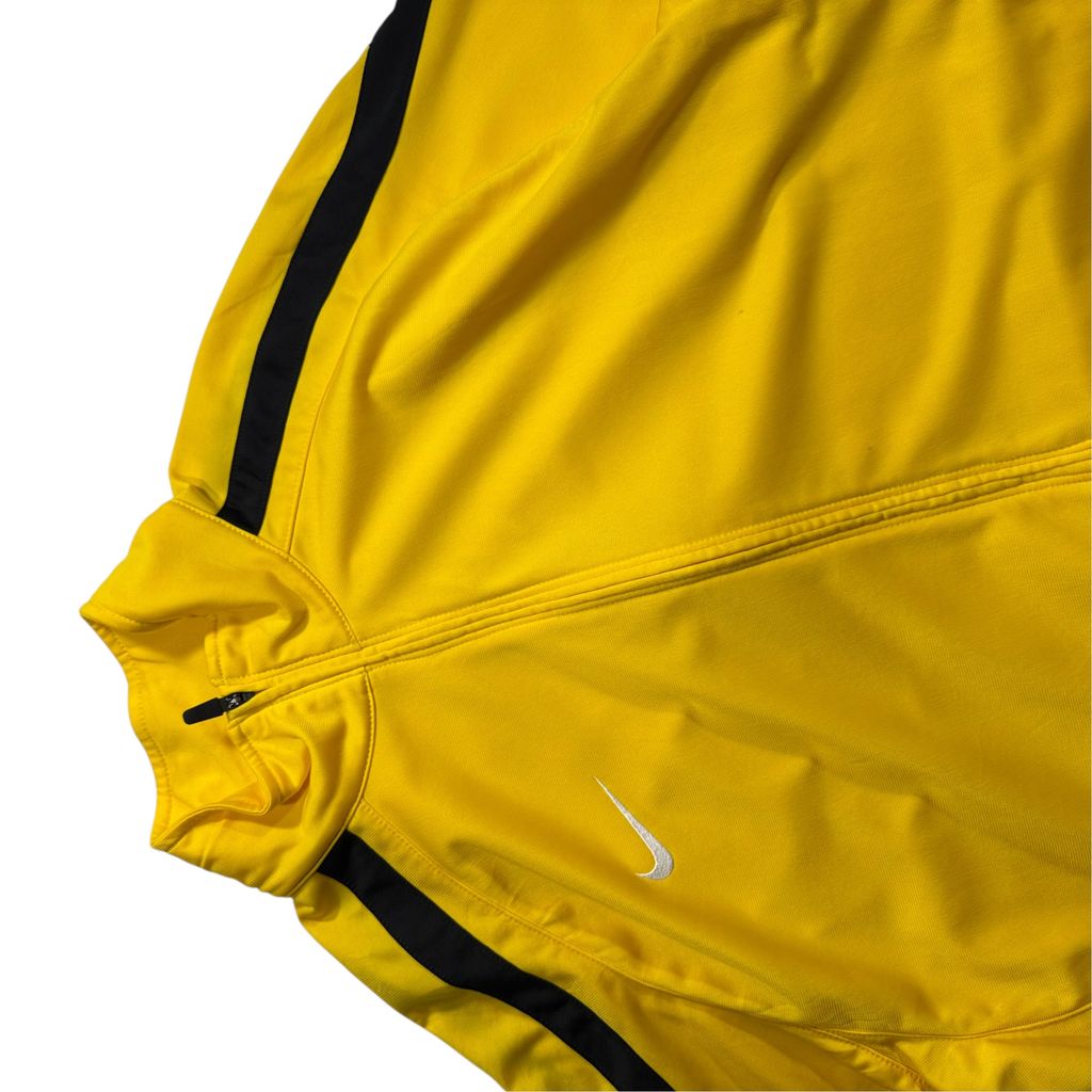 【USED】00s NIKE Track Jacket Yellow x Black XL / ナイキ トラックジャケット ジャージ 刺繍ロゴ 切替 黄色 黒 00年代
