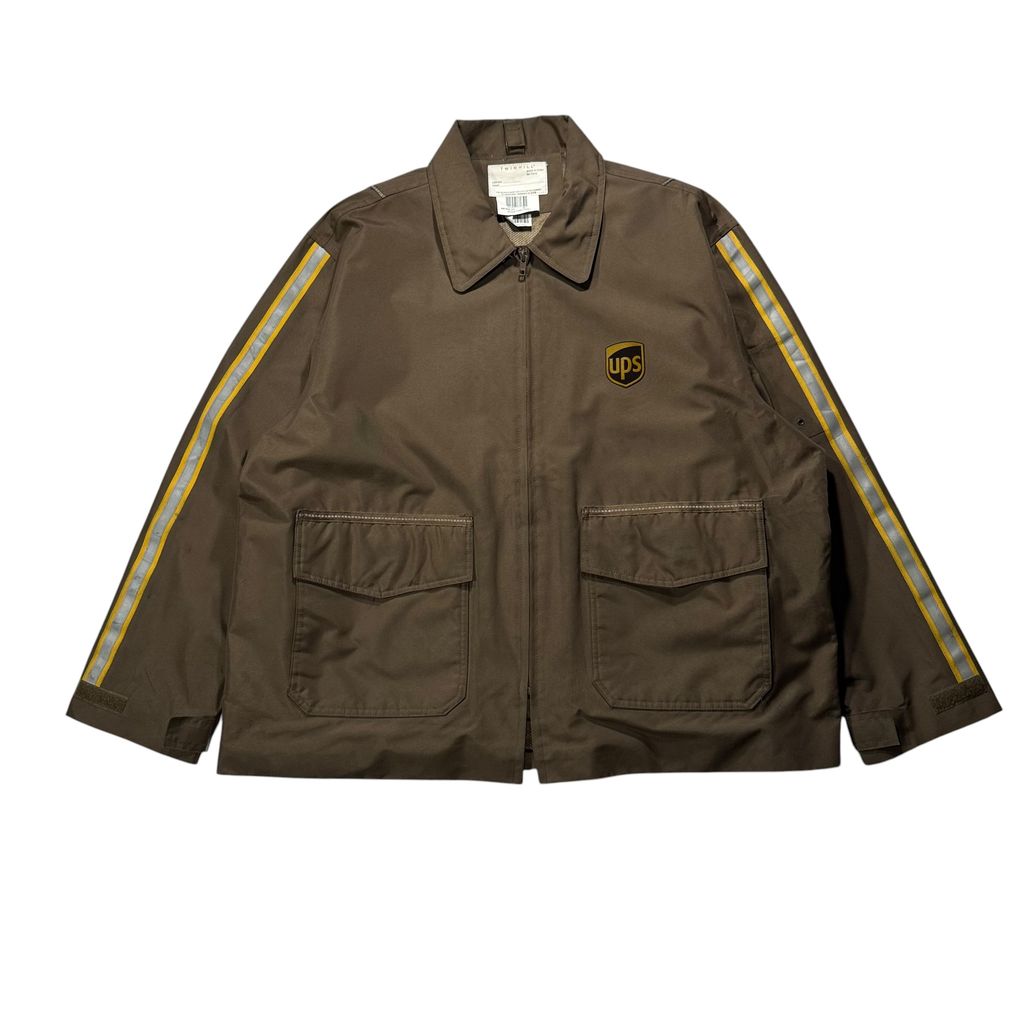 【USED】TWINHILL UPS Official Uniform Utility Jacket Brown XL / ツインヒル UPS 公式ユニフォーム ワークジャケット ブラウン 茶色 リフレクターテープ付き 企業モノ ビッグサイズ 古着