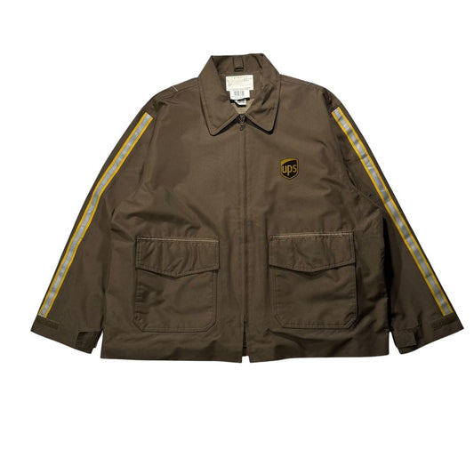 【USED】TWINHILL UPS Official Uniform Utility Jacket Brown XL / ツインヒル UPS 公式ユニフォーム ワークジャケット ブラウン 茶色 リフレクターテープ付き 企業モノ ビッグサイズ 古着