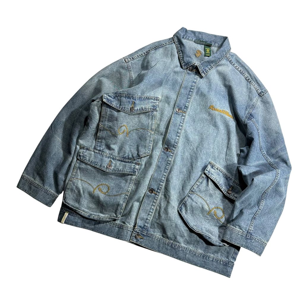 00s ROCAWEAR Denim Utility Jacket Light Blue XXL / ロカウェア デニム ユーティリティジャケット カバーオール デニムシャツ ヒップホップ B系 00年代 ヴィンテージ 古着 USED