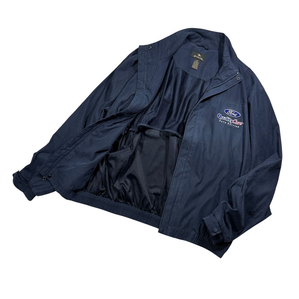 【USED】90s ANTIGUA Ford Quality Care Auto Service Swing Top Jacket Navy L / アンティグア フォード クオリティケア オートサービス スウィングトップ 企業モノ 紺 90年代 ヴィンテージ 古着 USED