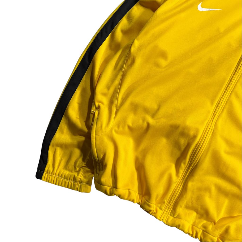 【USED】00s NIKE Track Jacket Yellow x Black XL / ナイキ トラックジャケット ジャージ 刺繍ロゴ 切替 黄色 黒 00年代