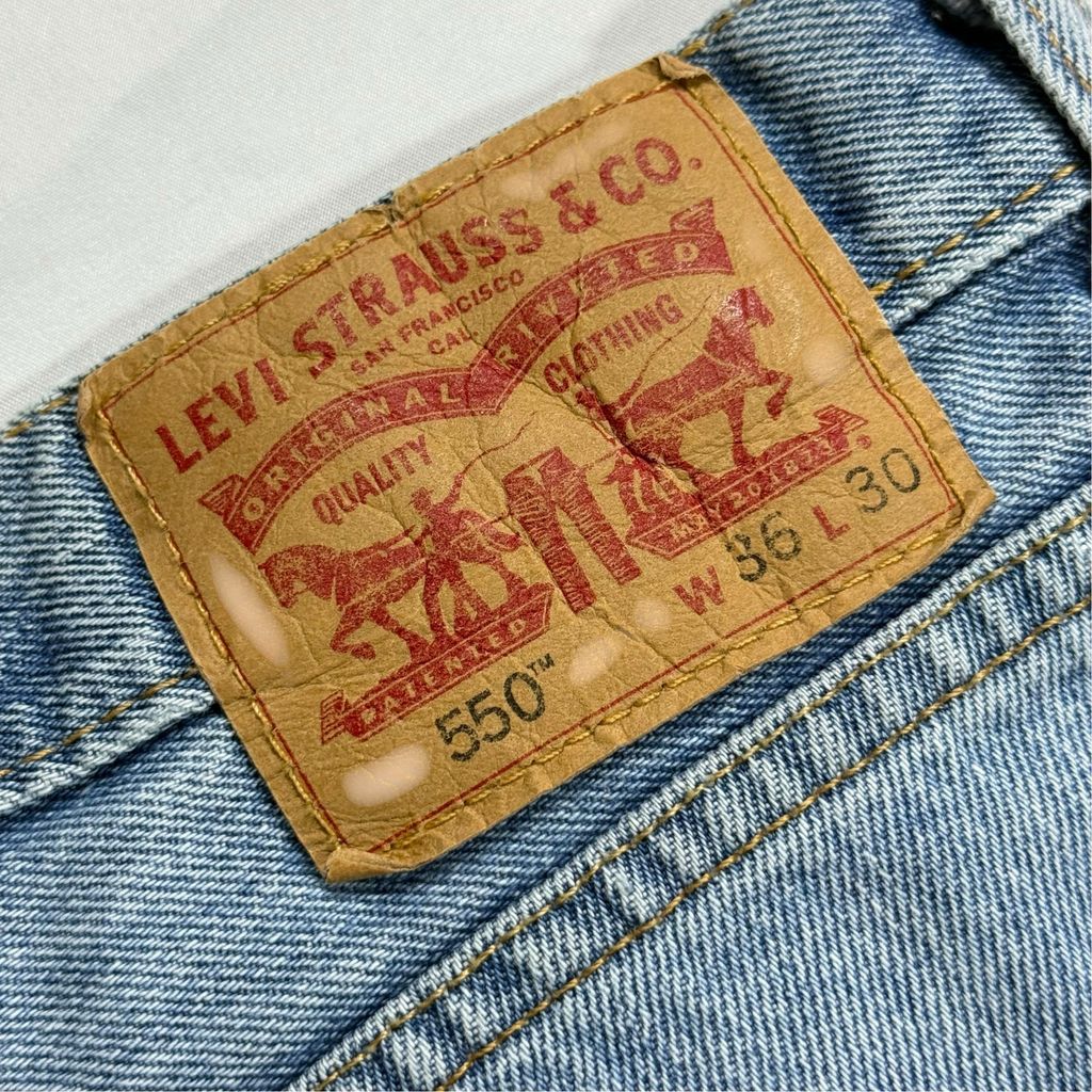 【USED】Levi's 550 Relaxed Fit Tapered Denim Pants Blue 36 x 30 / リーバイス 550 リラックスフィット テーパード デニム パンツ ブルー ウォッシュデニム 太め テーパード