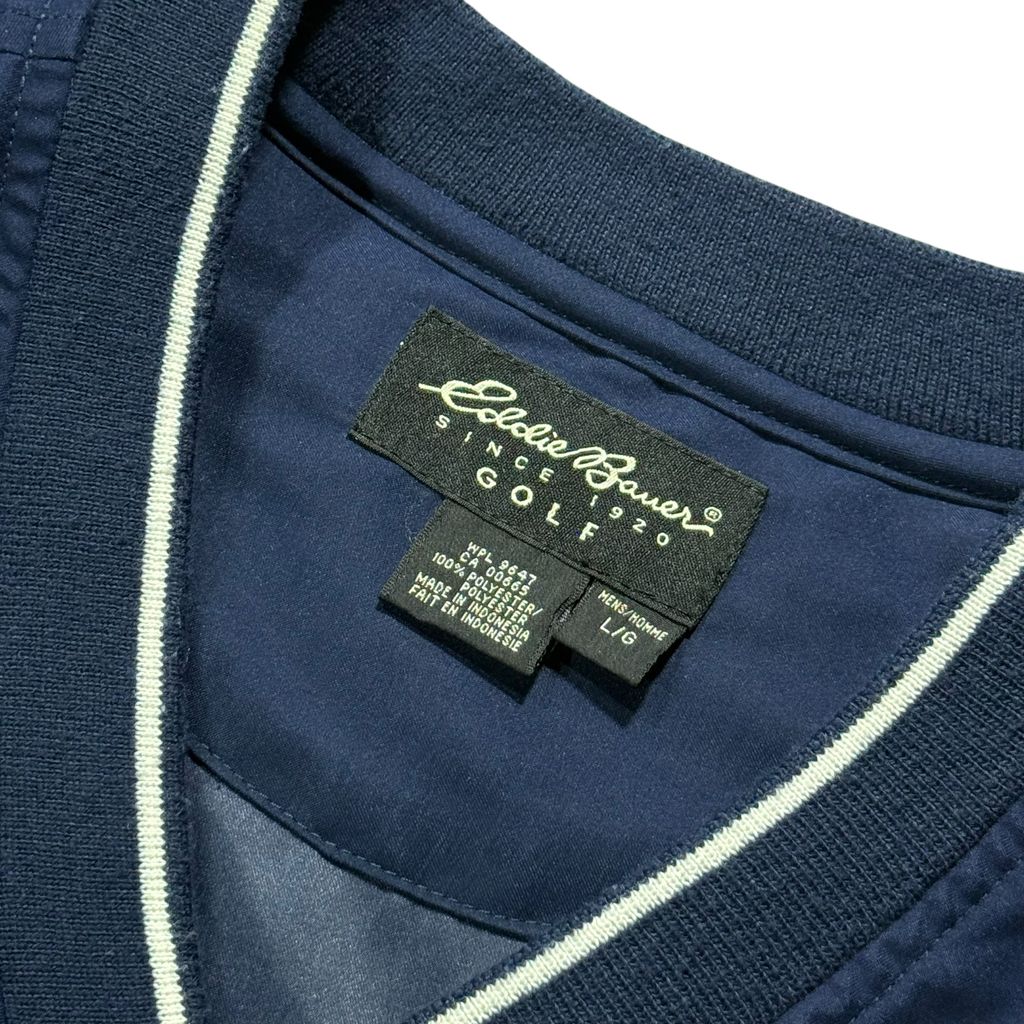 【USED】Eddie Bauer GOLF V-Neck Nylon Pullover Jacket Navy L / エディーバウアー ゴルフ Vネック プルオーバー ナイロンジャケット ウィンドブレーカー 紺 90s〜00s ヴィンテージ 古着