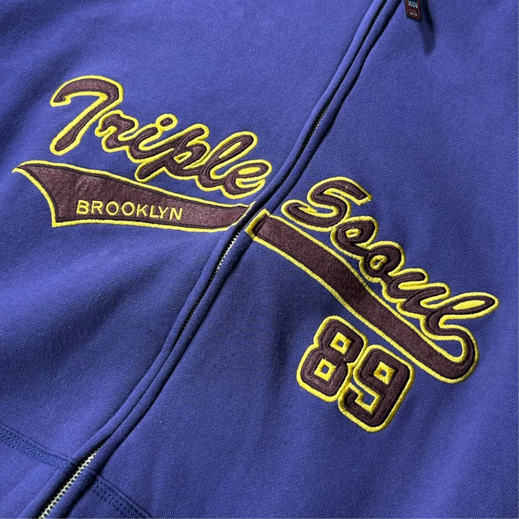 【USED】TRIPLE 5 SOUL Full Zip Sweat Jacket Purple L / トリプルファイブソウル フルジップ スウェット ジャケット パープル 紫 刺繍 555 中国製 メンズ Lサイズ 古着