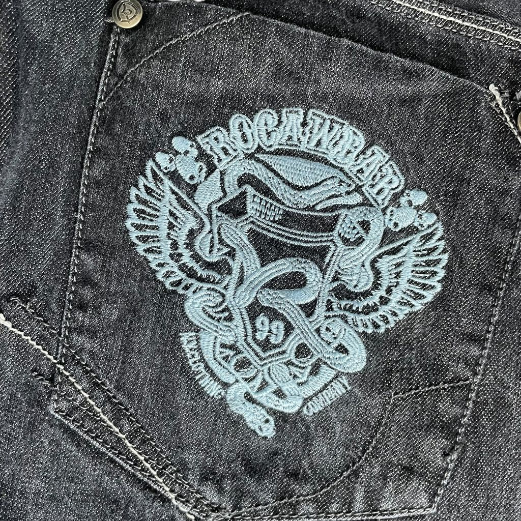 【Used】Rocawear Loose Fit Embroidery Logo Denim Pants/Black