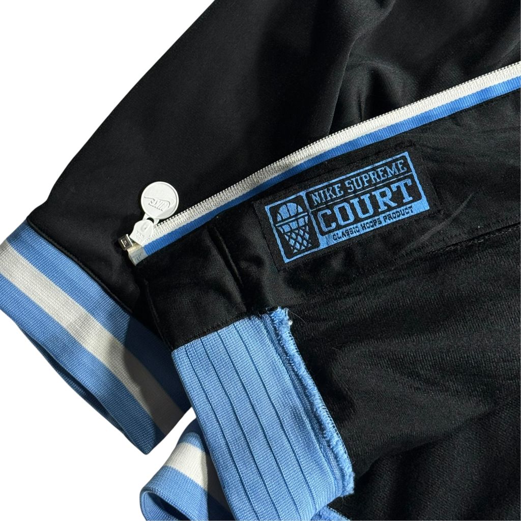 【USED】00s NIKE SUPREME COURT Track Jacket Black x Light Blue XL / ナイキ シュプリームコート トラックジャケット ジャージ 刺繍ロゴ 00年代