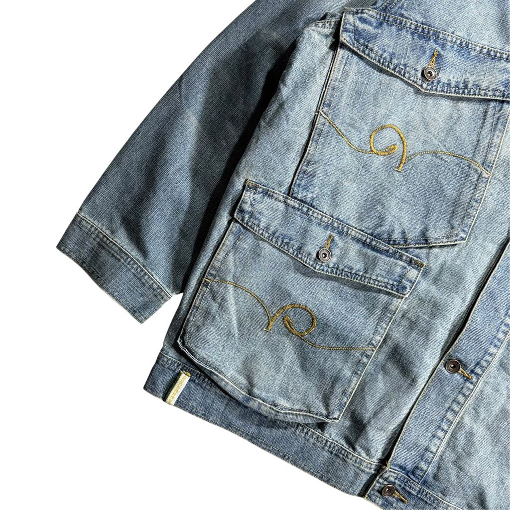 00s ROCAWEAR Denim Utility Jacket Light Blue XXL / ロカウェア デニム ユーティリティジャケット カバーオール デニムシャツ ヒップホップ B系 00年代 ヴィンテージ 古着 USED
