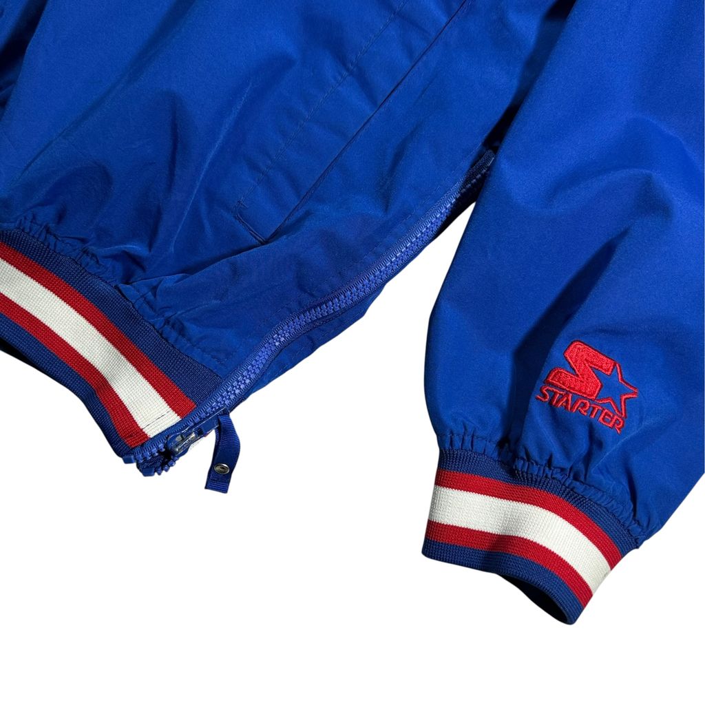 【USED】90s STARTER NHL NEW YORK RANGERS V-Neck Nylon Pullover Jacket Royal Blue XL / スターター NHL ニューヨーク レンジャース Vネック ナイロン プルオーバー ジャケット