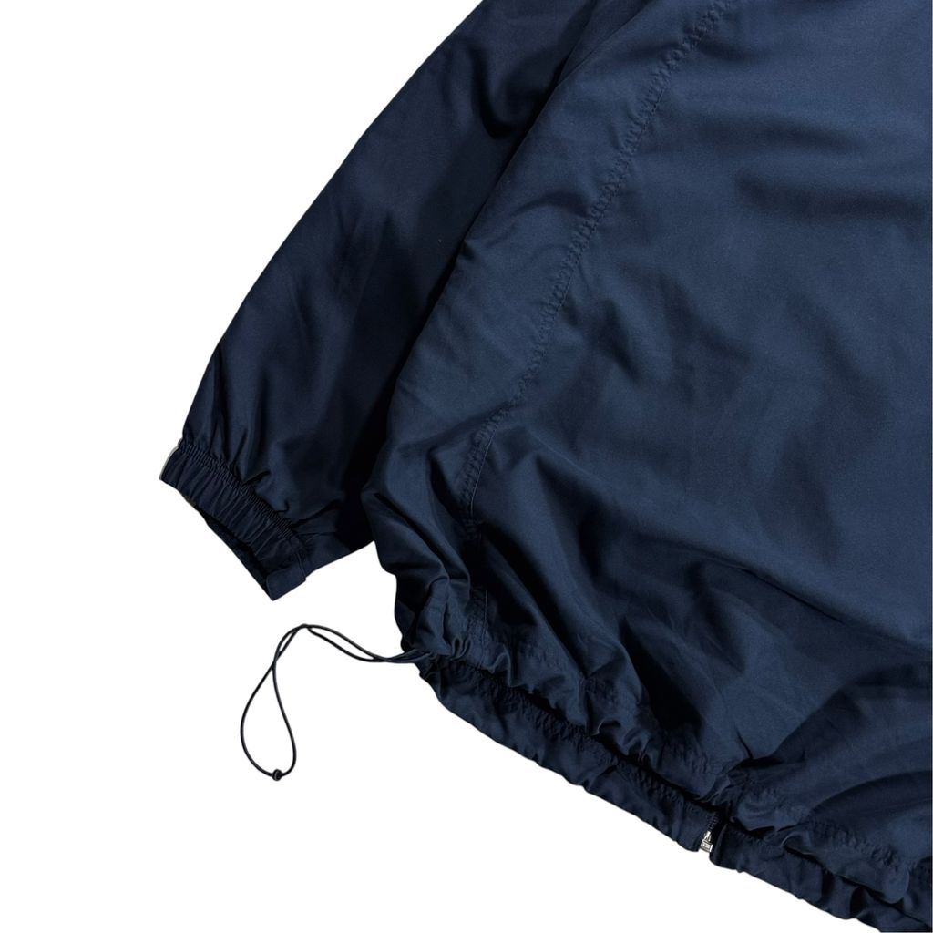 【USED】00s NIKE Nylon Track Jacket Navy x White XL / ナイキ ナイロンジャケット トラックジャケット サイドライン 刺繍ロゴ 紺 白 00年代