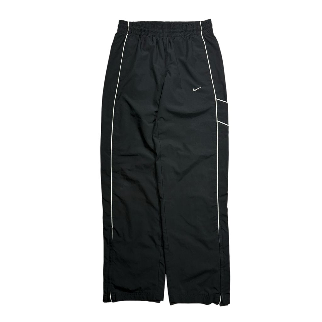 【USED】00s Nike Nylon Tech Pants Black x White Piping S / ナイキ ナイロン テック パンツ ブラック ホワイトパイピング スウッシュ刺繍 スポーツ