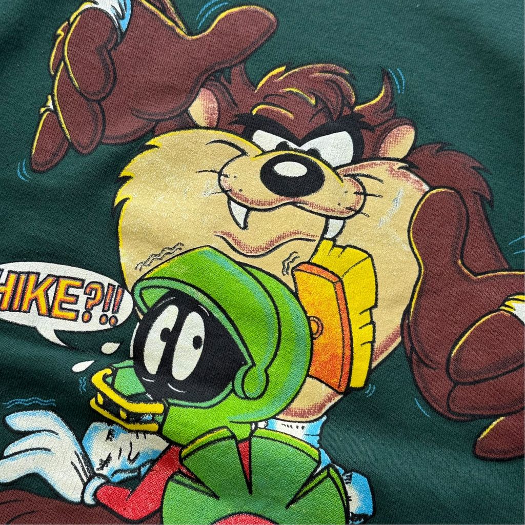【USED】1993 USA製 LOONEY TUNES Marvin the Martian Taz Sweat Green XL / ルーニーテューンズ マービンザマーシャン タズ クルーネック スウェット グリーン USA製 SIGNAL 90年代 古着