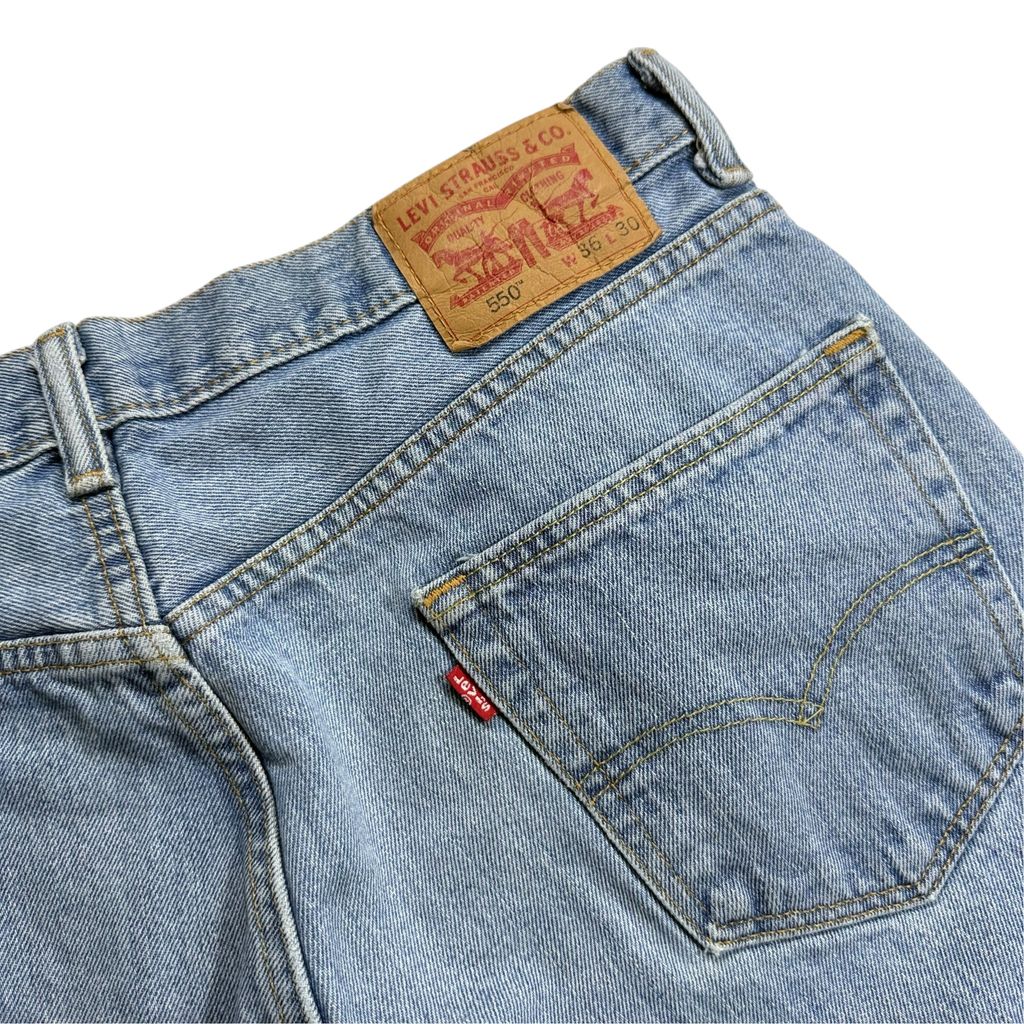 【USED】Levi's 550 Relaxed Fit Tapered Denim Pants Blue 36 x 30 / リーバイス 550 リラックスフィット テーパード デニム パンツ ブルー ウォッシュデニム 太め テーパード