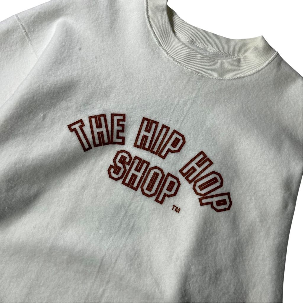 【USED】90s USA製 MOE MALONE'S HIP HOP SHOP Sweat White L / モーリスマローン ヒップホップショップ スウェット トレーナー ホワイト USA製 90年代 ヴィンテージ 古着
