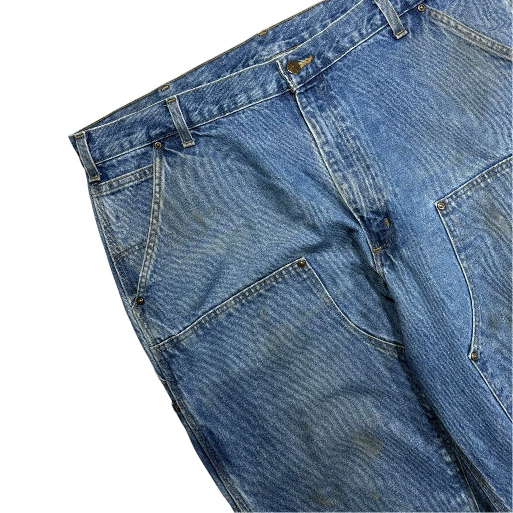 【USED】Carhartt B73 DST Double Knee Denim Painter Pants Blue 40 x 32 / カーハート ダブルニー デニム ペインターパンツ ブルー 青 デニム地 ワーク ビンテージ 古着