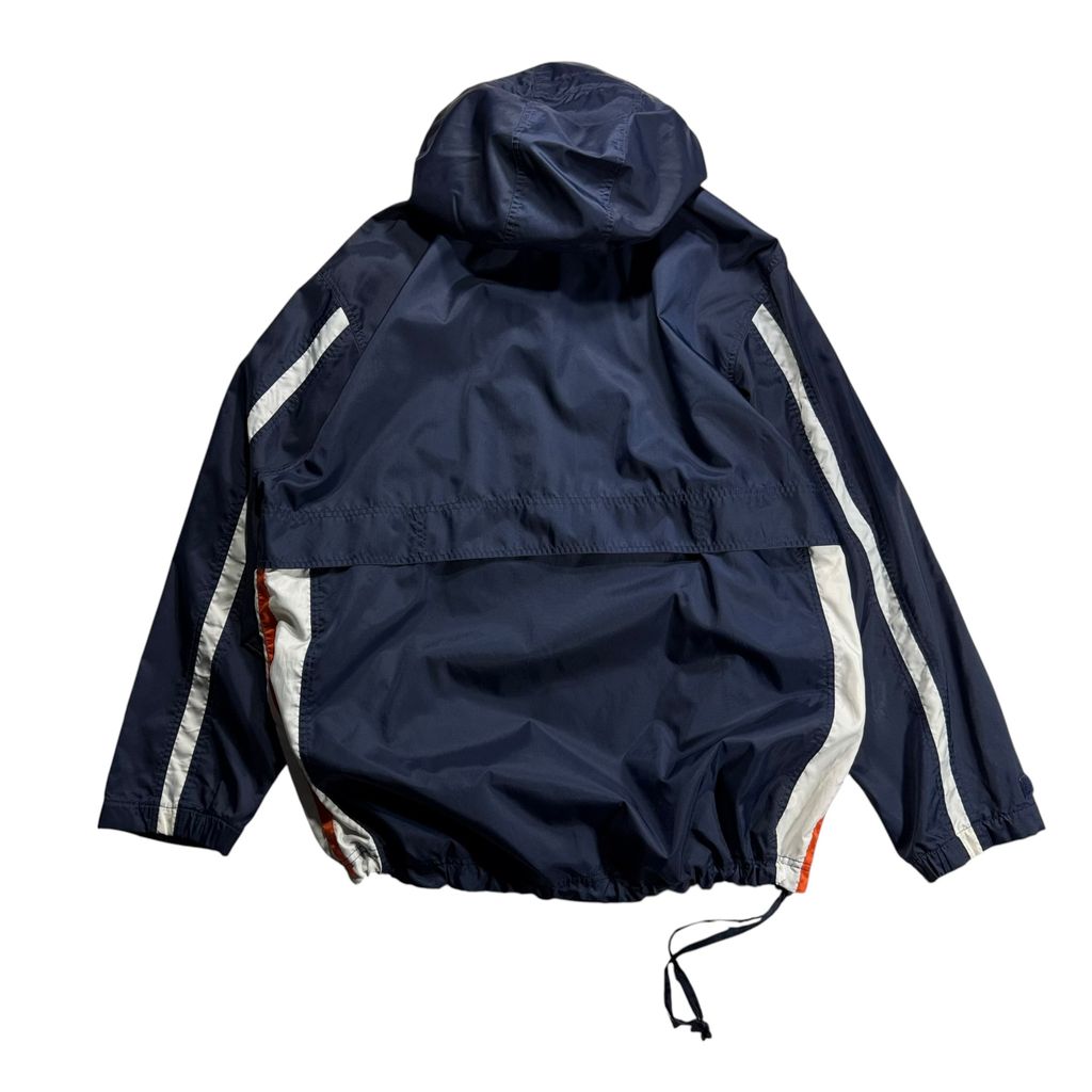 【USED】00s NIKE Hooded Nylon Pullover Jacket Navy x Orange L / ナイキ フーデッド ナイロン プルオーバー ジャケット アノラック パーカー 刺繍 紺 オレンジ 00年代