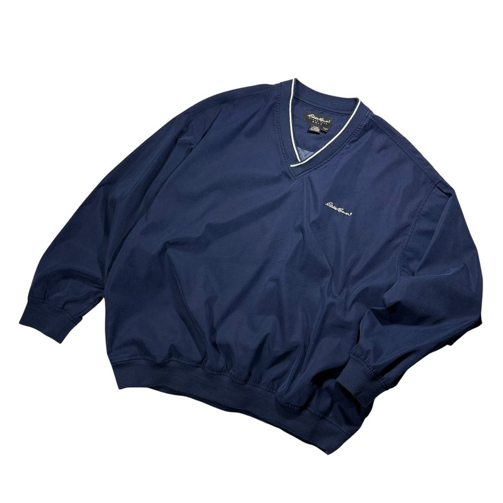 【USED】Eddie Bauer GOLF V-Neck Nylon Pullover Jacket Navy L / エディーバウアー ゴルフ Vネック プルオーバー ナイロンジャケット ウィンドブレーカー 紺 90s〜00s ヴィンテージ 古着