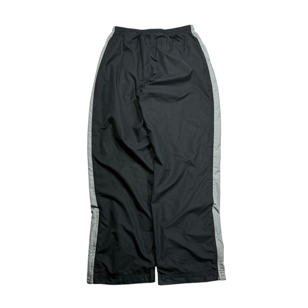 【USED】00s Nike Nylon Track Pants Black x Gray L / ナイキ ナイロン テックパンツ ブラック グレー サイドライン スウッシュ刺繍 オールド スポーツ ビンテージ