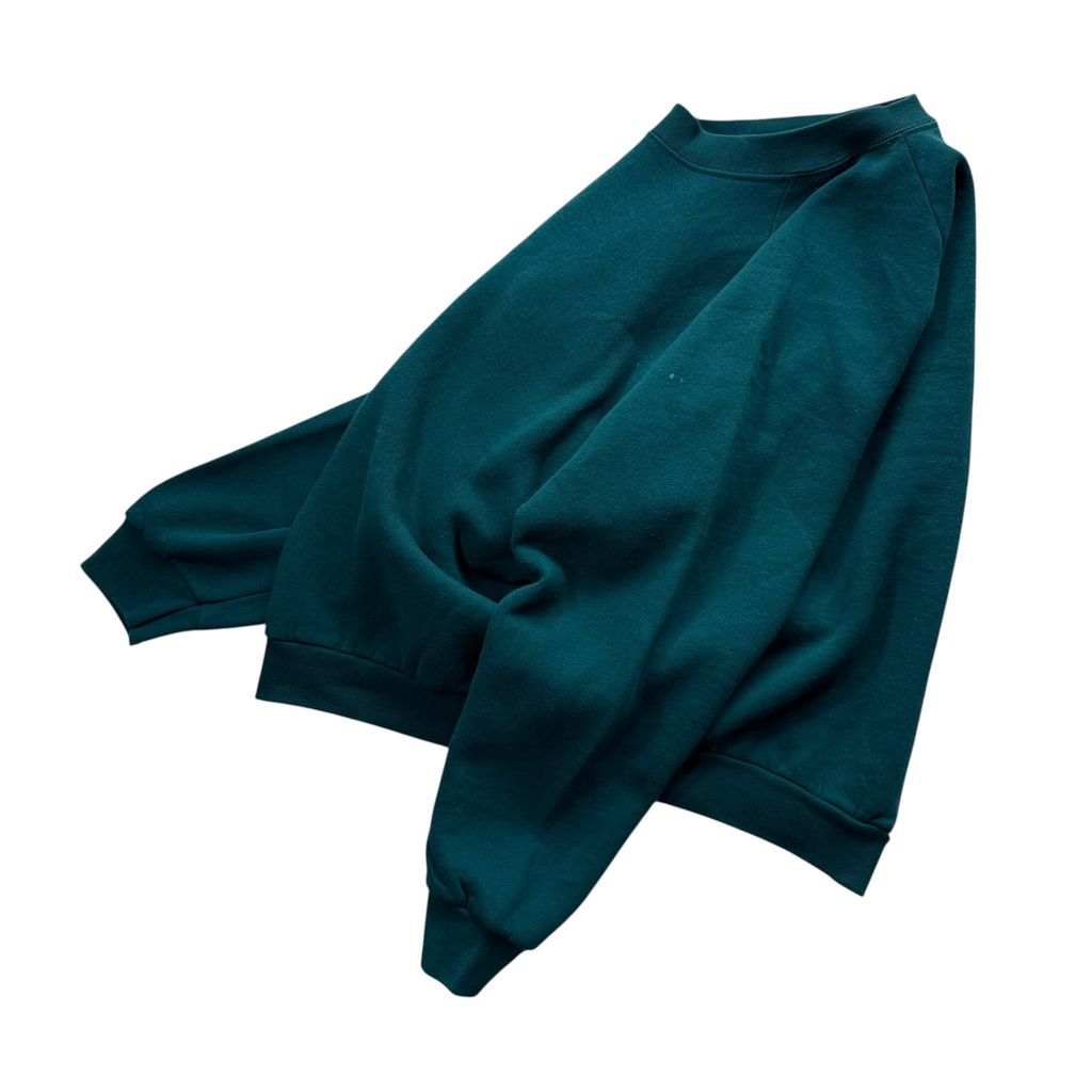 【USED】FRUIT OF THE LOOM Plain Raglan Sweat Green LADIES 2X USA製 / フルーツオブザルーム 無地 ラグラン スウェット エメラルドグリーン USA製 古着