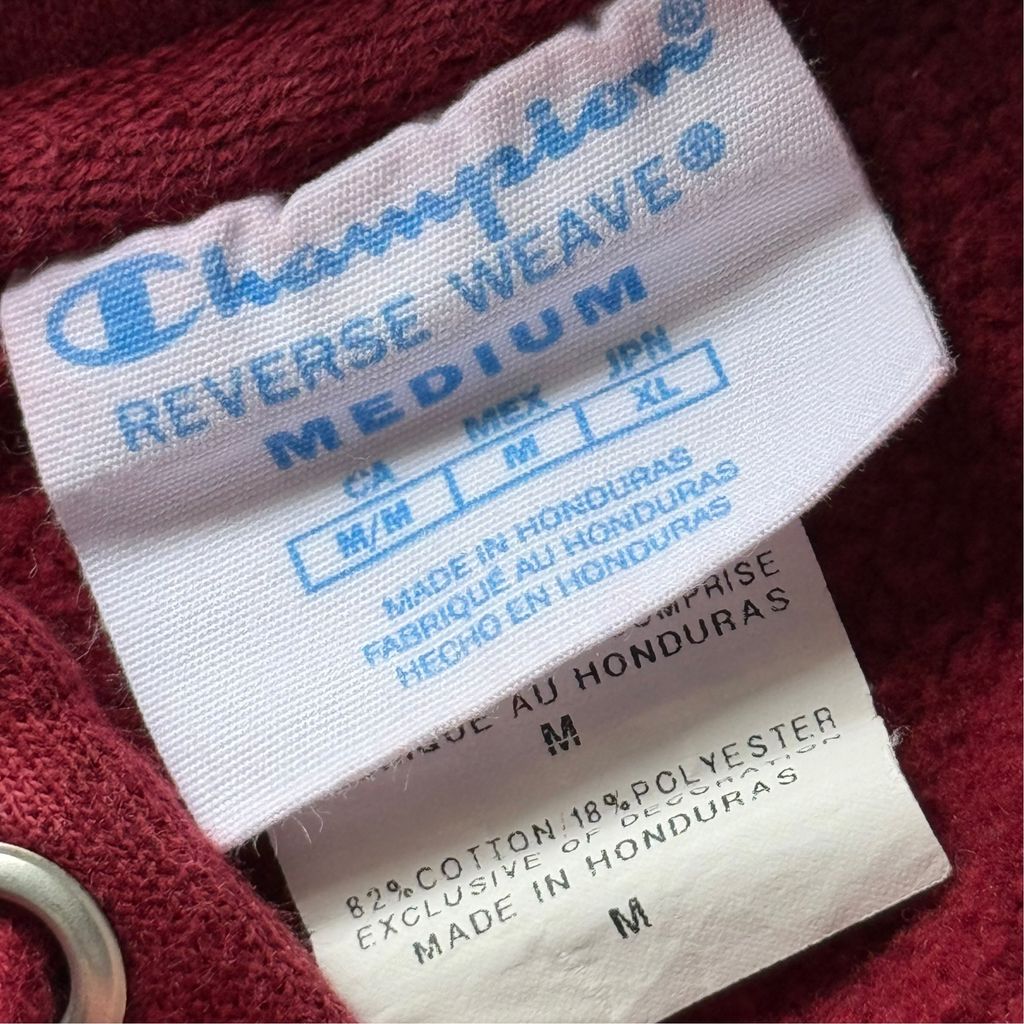【USED】Champion REVERSE WEAVE Hoodie Red M JPN XL / チャンピオン リバースウィーブ スウェット パーカー プルオーバー フーディー ボルドー 赤 目付き ホンジュラス製 メンズ ユニセックス 古着
