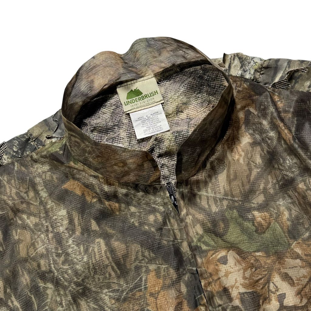 【USED】90s〜00s UNDERBRUSH Mossy Oak Break-Up 3D Leaf Camo Jacket XL / アンダーブラッシュ モッシーオーク ブレイクアップ 3Dリーフカモ 迷彩柄 ジップアップジャケット ギミック 90年代 ヴィンテージ 古着 USED