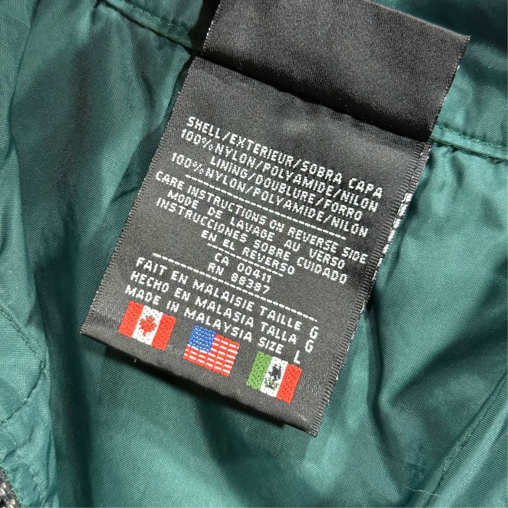【USED】90s adidas Performance Logo Nylon Pullover Jacket Dark Green x Black x White L / アディダス パフォーマンスロゴ ナイロン プルオーバー ジャケット