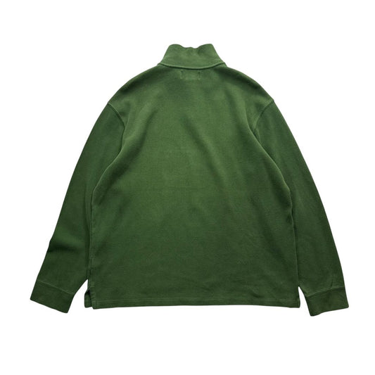 【USED】Polo by Ralph Lauren Half-Zip Cotton Sweat Green XL / ポロ バイ ラルフローレン ハーフジップ コットン スウェット トレーナー グリーン 緑 ポニー刺繍 XL 古着