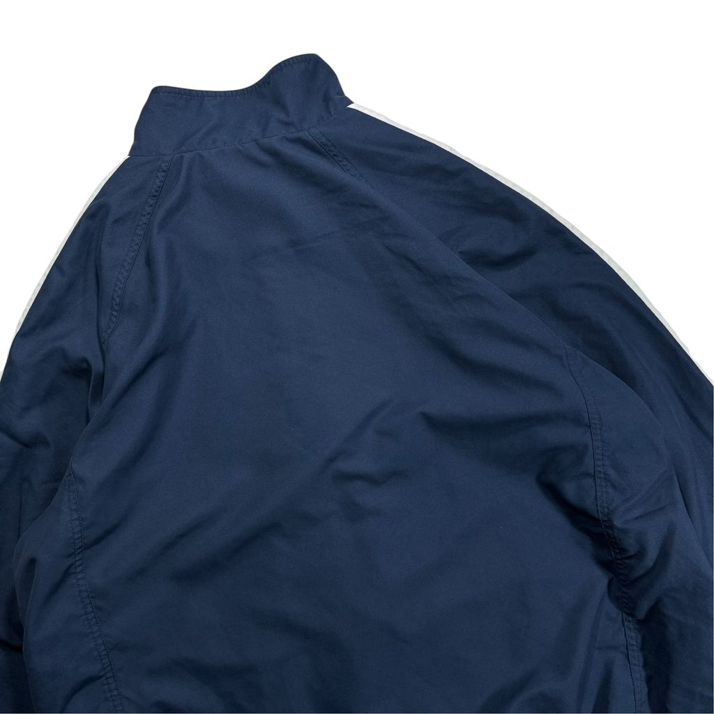 【USED】00s NIKE Nylon Track Jacket Navy x White XL / ナイキ ナイロンジャケット トラックジャケット サイドライン 刺繍ロゴ 紺 白 00年代