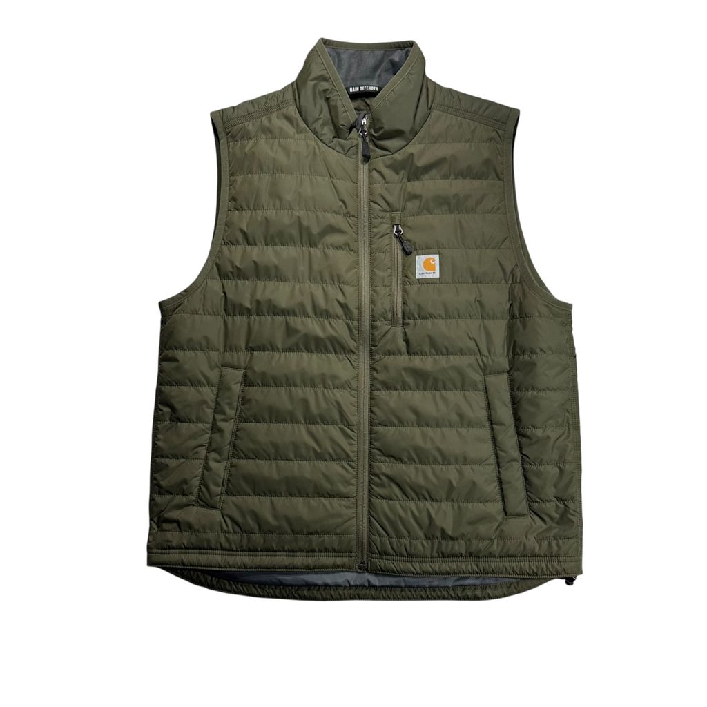 【USED】Carhartt RAIN DEFENDER Relaxed Fit Quilted Vest Dark Green L / カーハート レインディフェンダー リラックスフィット キルティング ベスト ダークグリーン オリーブ ワーク