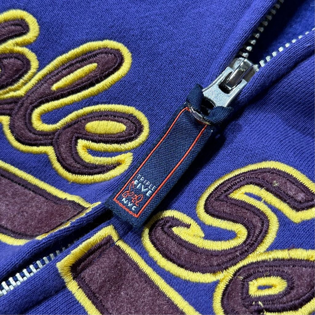 【USED】TRIPLE 5 SOUL Full Zip Sweat Jacket Purple L / トリプルファイブソウル フルジップ スウェット ジャケット パープル 紫 刺繍 555 中国製 メンズ Lサイズ 古着