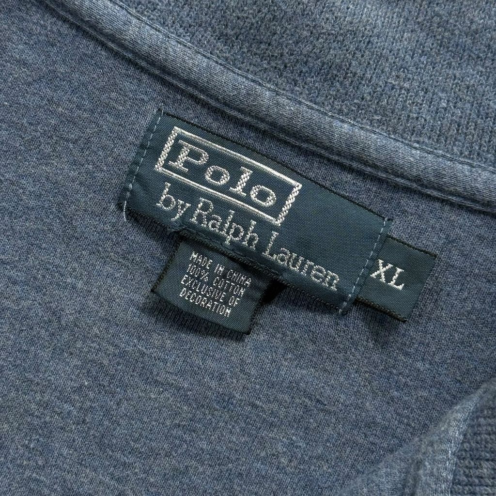 【USED】Polo by Ralph Lauren Half-Zip Cotton Sweat Heather Blue XL / ポロ バイ ラルフローレン ハーフジップ コットン スウェット トレーナー 霜降り ブルー ポニー刺繍 XL 古着