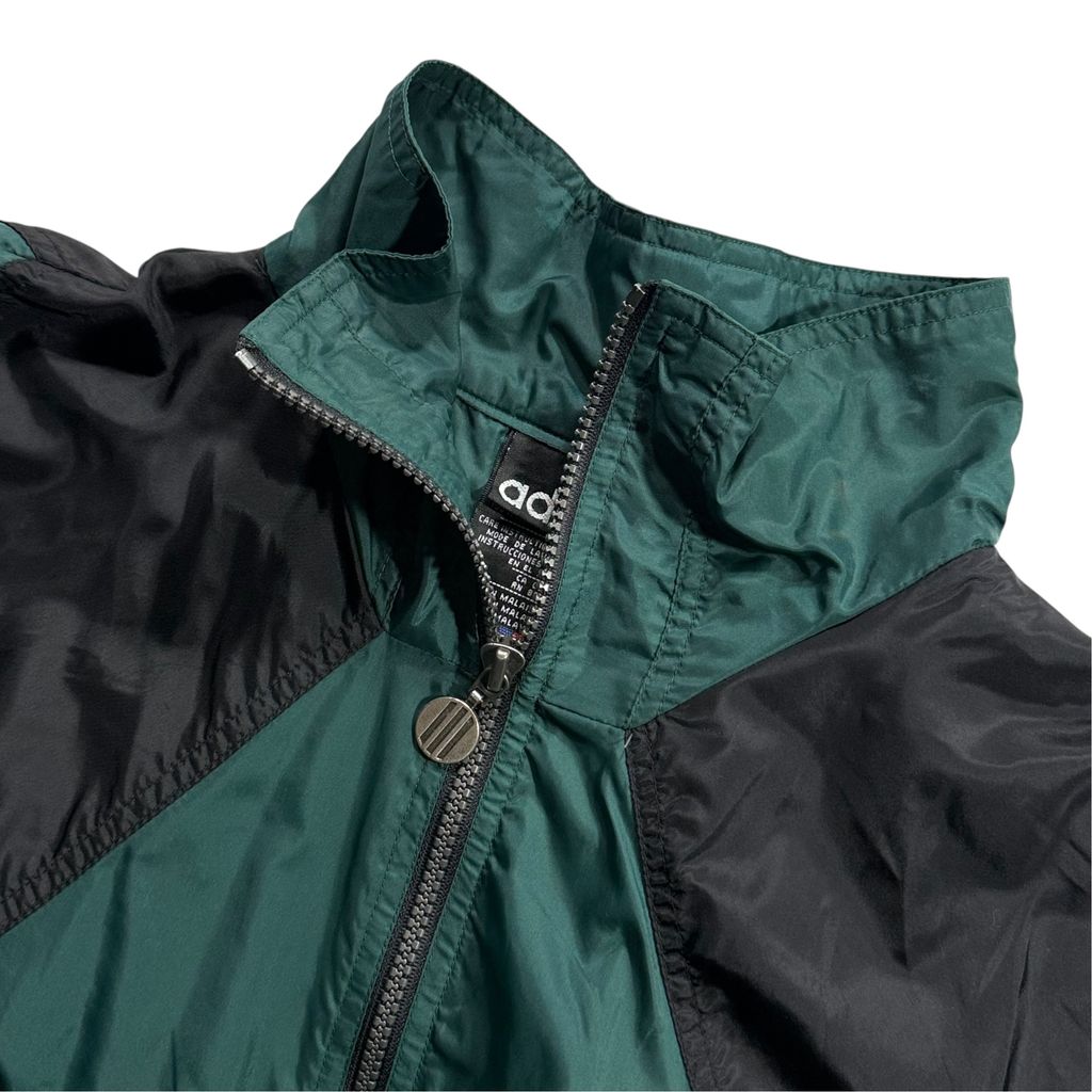 【USED】90s adidas Performance Logo Nylon Pullover Jacket Dark Green x Black x White L / アディダス パフォーマンスロゴ ナイロン プルオーバー ジャケット