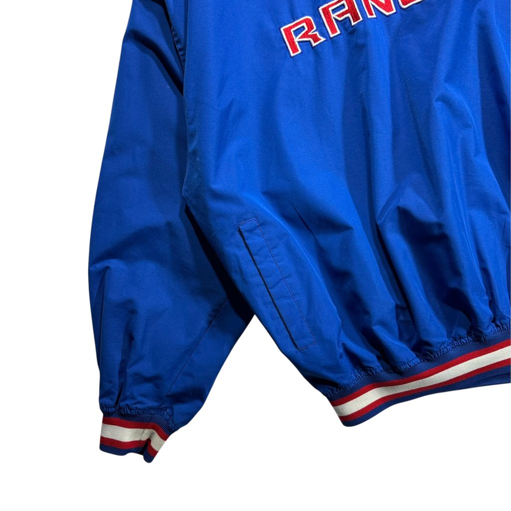 【USED】90s STARTER NHL NEW YORK RANGERS V-Neck Nylon Pullover Jacket Royal Blue XL / スターター NHL ニューヨーク レンジャース Vネック ナイロン プルオーバー ジャケット