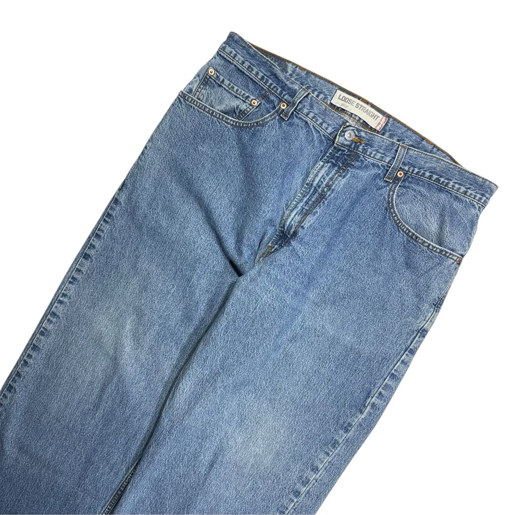 【USED】Levi's 569 Loose Straight Denim Pants Blue 38 x 30 / リーバイス ルーズ ストレート デニム パンツ ブルー ウォッシュデニム 太め バギー 古着