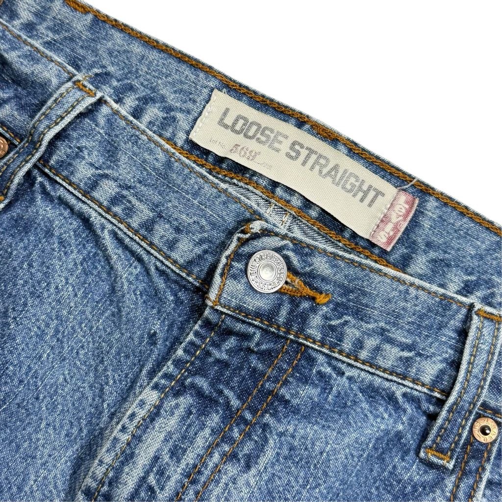 【USED】Levi's 569 Loose Straight Denim Pants Blue 38 x 30 / リーバイス ルーズ ストレート デニム パンツ ブルー ウォッシュデニム 太め バギー 古着