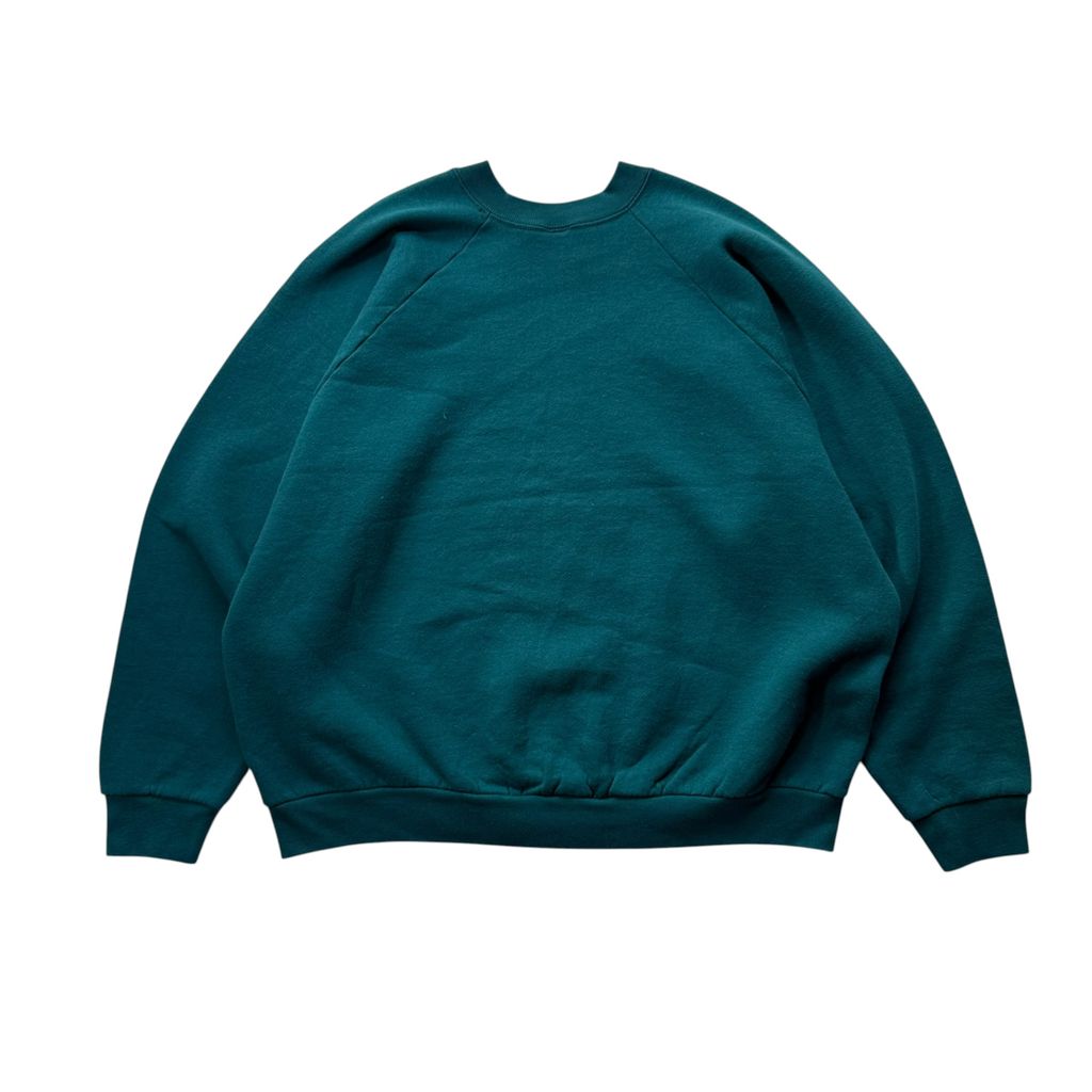 【USED】FRUIT OF THE LOOM Plain Raglan Sweat Green LADIES 2X USA製 / フルーツオブザルーム 無地 ラグラン スウェット エメラルドグリーン USA製 古着